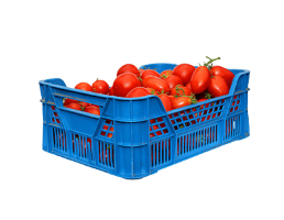 Zdjęcie plastikowej skrzynki z pomidorami